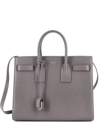Pre-owned Saint Laurent Sac De Jour Bag Leather Small Satchel In Gray