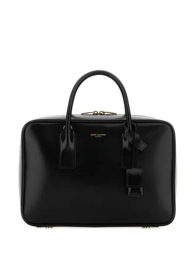 Saint Laurent Sac De Jour Bauletto Leather Tote Bag In Black