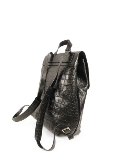 Pre-owned Saint Laurent Sac De Jour Croc-effect Backpack In Black
