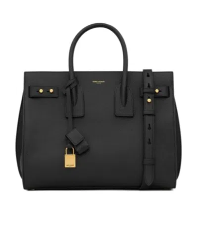 Saint Laurent Sac De Jour Grained Tote Bag In Black