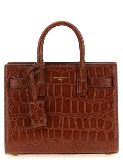 Saint Laurent Sac De Jour Hand Bags Brown In Yellow
