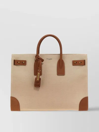 Saint Laurent Sac De Jour Large Canvas And Leather Tote Bag