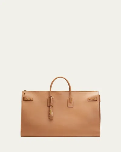 Saint Laurent Sac De Jour Large Duffle Bag In Smooth Leather In Vintage Brown/gold