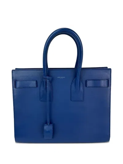 Pre-owned Saint Laurent Sac De Jour Leather Handbag In Blue
