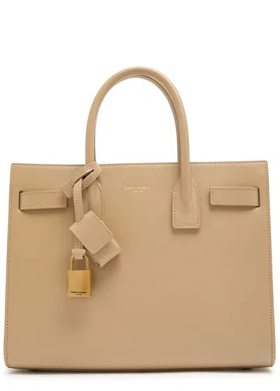 Saint Laurent Sac De Jour Leather Top Handle Bag In Sand