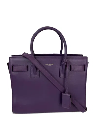 Pre-owned Saint Laurent Sac De Jour Leather Top-handle Tote Bag In Purple