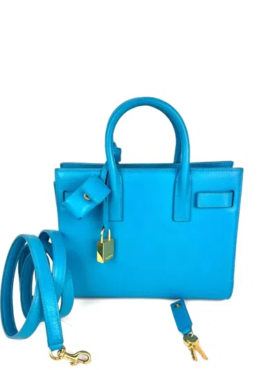 Pre-owned Saint Laurent Sac De Jour Leather Tote Bag In Blue
