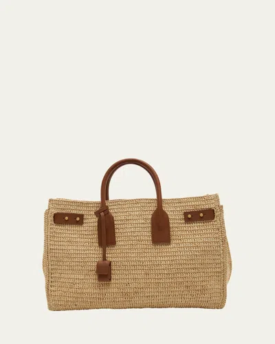 Saint Laurent Sac De Jour Medium Top-handle Bag In Raffia In Naturale Brick