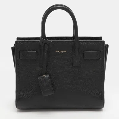Pre-owned Saint Laurent Sac De Jour Nano Black Leather Tote