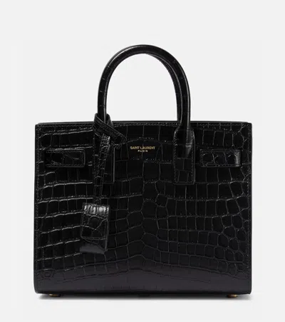 SAINT LAURENT SAC DE JOUR NANO CROC-EFFECT LEATHER TOTE BAG
