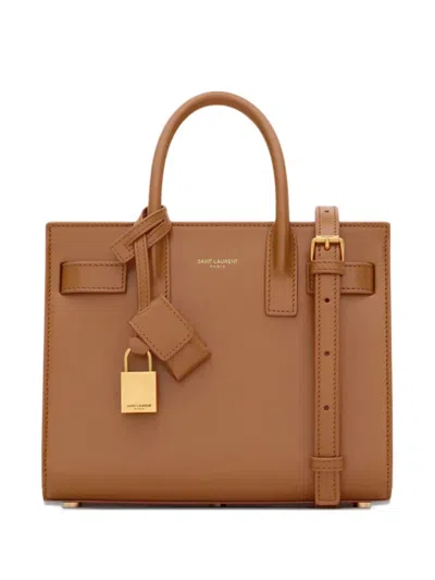 Saint Laurent Sac De Jour Nano In Smooth Leather In Brown