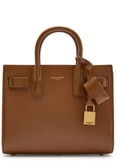 Saint Laurent Sac De Jour Nano Leather Top Handle Bag In Brown