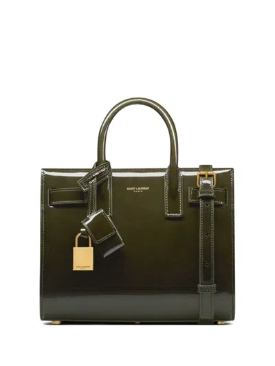 Saint Laurent Sac De Jour Nano Leather Tote Bag In Green