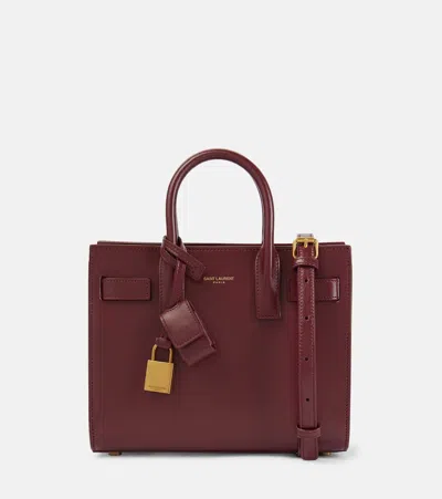 Saint Laurent Sac De Jour Nano Leather Tote Bag In Red