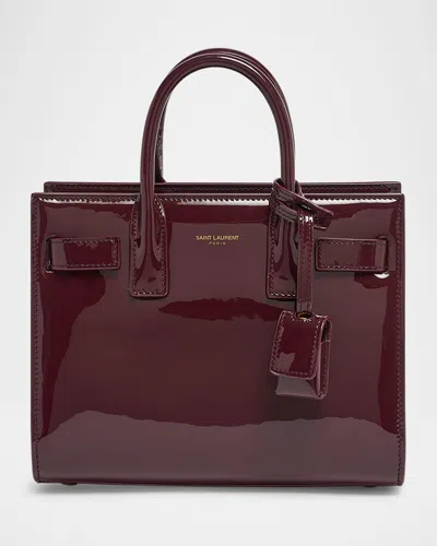 Saint Laurent Sac De Jour Nano Top-handle Bag In Patent Leather In Dark Red Wine