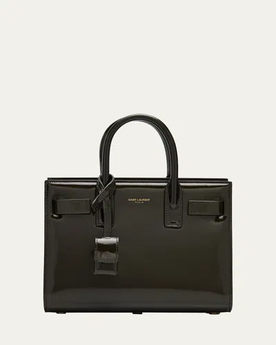 Saint Laurent Sac De Jour Nano Top-handle Bag In Patent Leather In Green