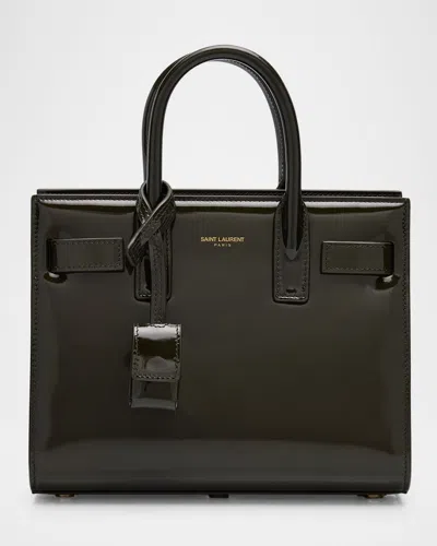Saint Laurent Sac De Jour Nano Top-handle Bag In Patent Leather In Vineyard Green