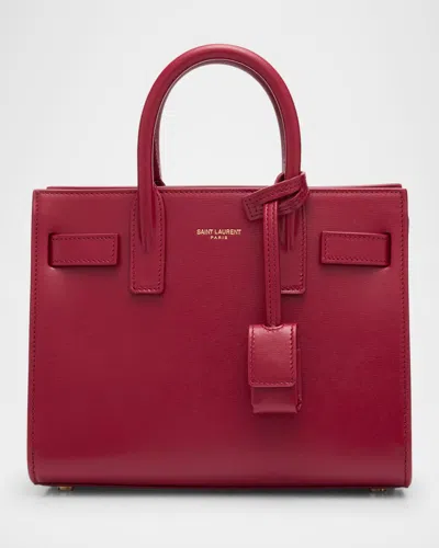 Saint Laurent Sac De Jour Nano Top-handle Bag In Smooth Leather In 6881 Cherry Jam
