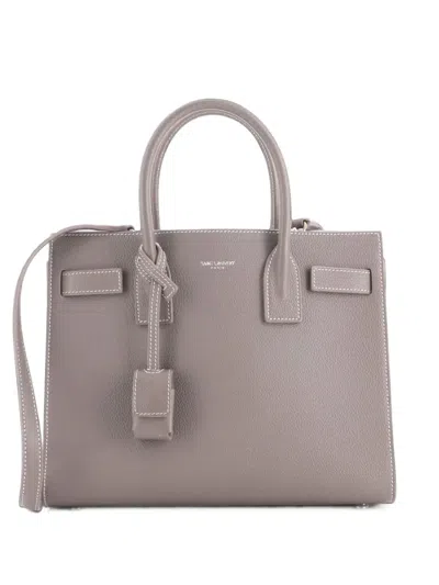 Pre-owned Saint Laurent Sac De Jour Nm Bag Leather Baby Tote Bag In Grey