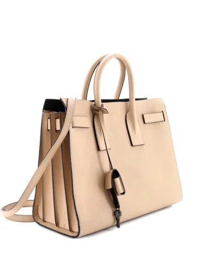 Pre-owned Saint Laurent Sac De Jour Nm Bag Leather Small Tote Bag In Neutral