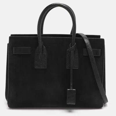 Pre-owned Saint Laurent Sac De Jour Small Black Suede Tote