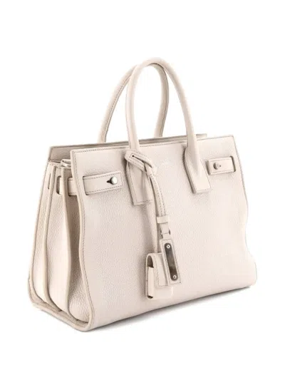Pre-owned Saint Laurent Sac De Jour Souple Bag Leather Baby Satchel In White