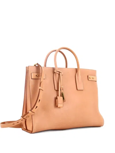 Pre-owned Saint Laurent Sac De Jour Souple Bag Leather Large Satchel In Neutral
