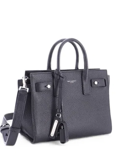 Pre-owned Saint Laurent Sac De Jour Souple Bag Leather Nano Tote Bag In Black