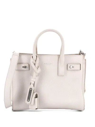 Pre-owned Saint Laurent Sac De Jour Souple Bag Leather Nano Tote Bag In Neutral