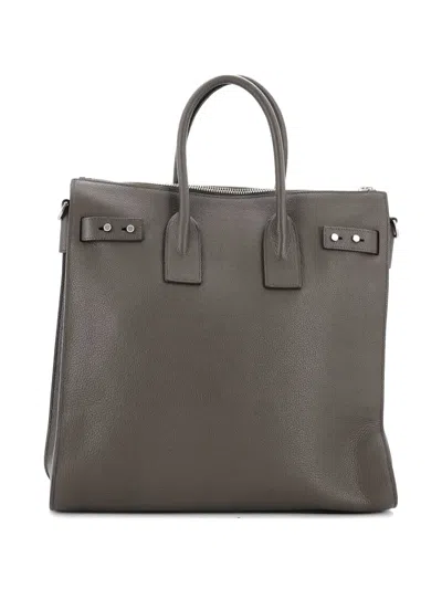 Pre-owned Saint Laurent Sac De Jour Souple Zip Leather North South Tote Bag In Green