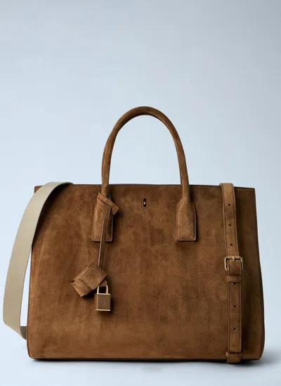 Saint Laurent Sac De Jour Suede Handbag In Brown