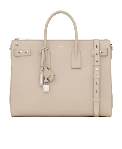 Saint Laurent Sac Du Jour Grained-leather Tote Bag In Nude