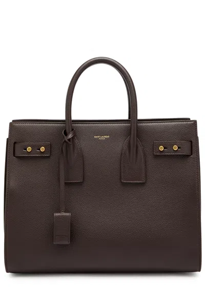 Saint Laurent Sac Du Jour Small Grained Leather Top Handle Bag In Dark Brown