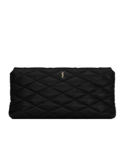Saint Laurent Sade Puffer Clutch Bag In Black
