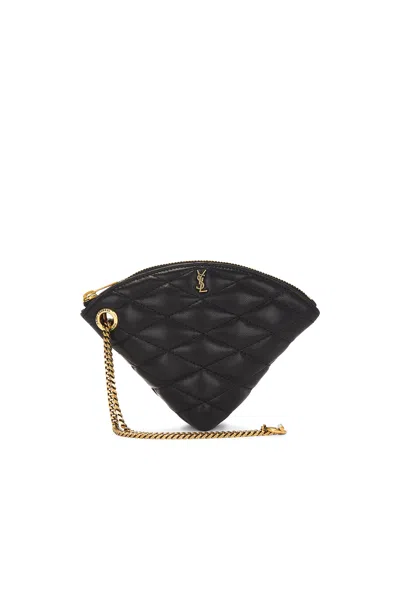 Saint Laurent Sade Triangle Coin Purse In Nero