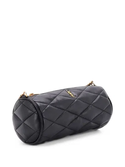 Pre-owned Saint Laurent Sade Tube Bag Quilted Leather Mini Shoulder Bag In Black