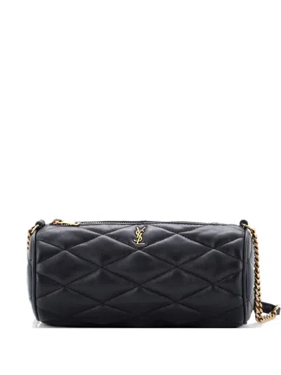 Pre-owned Saint Laurent Sade Tube Bag Quilted Leather Small Shoulder Bag In Black