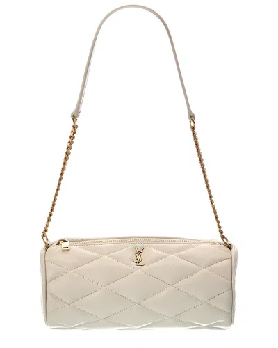 Saint Laurent Sade Tube Leather Shoulder Bag In White