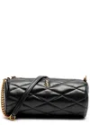 Saint Laurent Sade Tube Quilted Shoulder Bag, Leather Bag, Black In Black