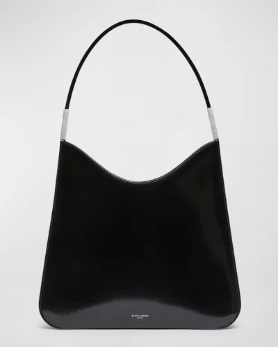Saint Laurent Sadie Shoulder Bag In Patent Leather In Noir