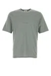 Saint Laurent Grey T-shirt With Round Neck And Logo Lettering Embroidery On The Front In Cotton Man In Gray