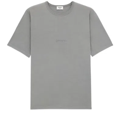 Saint Laurent Grey T-shirt With Round Neck And Logo Lettering Embroidery On The Front In Cotton Man In Gray