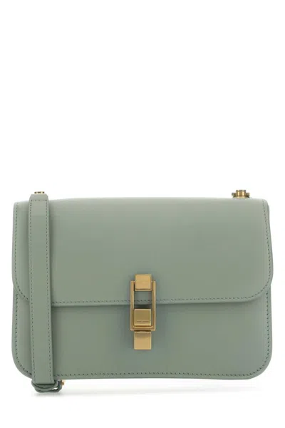 SAINT LAURENT SAGE GREEN LEATHER CARRE SHOULDER BAG