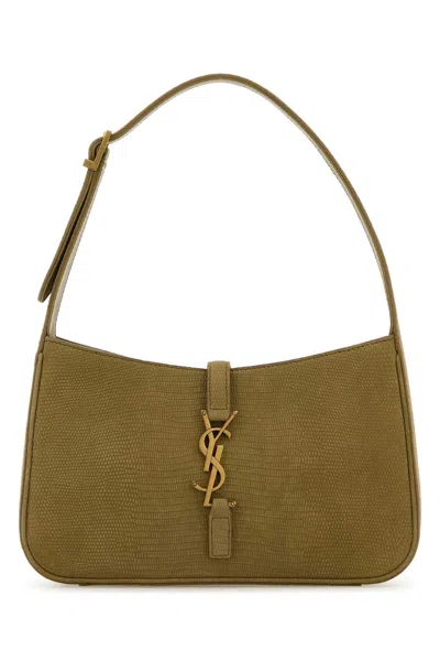 Saint Laurent Sage Green Suede Le 5 A 7 Shoulder Bag