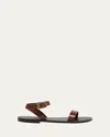 Saint Laurent Sahara Leather Ankle-strap Sandals In Wine