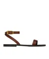 Saint Laurent Sahara Open-toed Flat Sandals In Brown