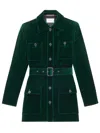 Saint Laurent Velvet Safari Jacket Belted Waist In Green