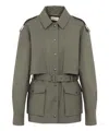 Saint Laurent Utility Cotton Jacket With Flap Pockets In Green