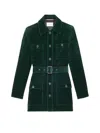 Saint Laurent Velvet Safari Jacket Belted Waist In Green