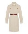 Saint Laurent Saharienne Belted Cotton Dress In Nude